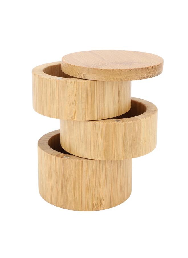 Thoraya Home 3 Tier Bamboo Wood Container 3 Tier Seasoning Container Bamboo Wood Seasoning Organizer  - Image 3