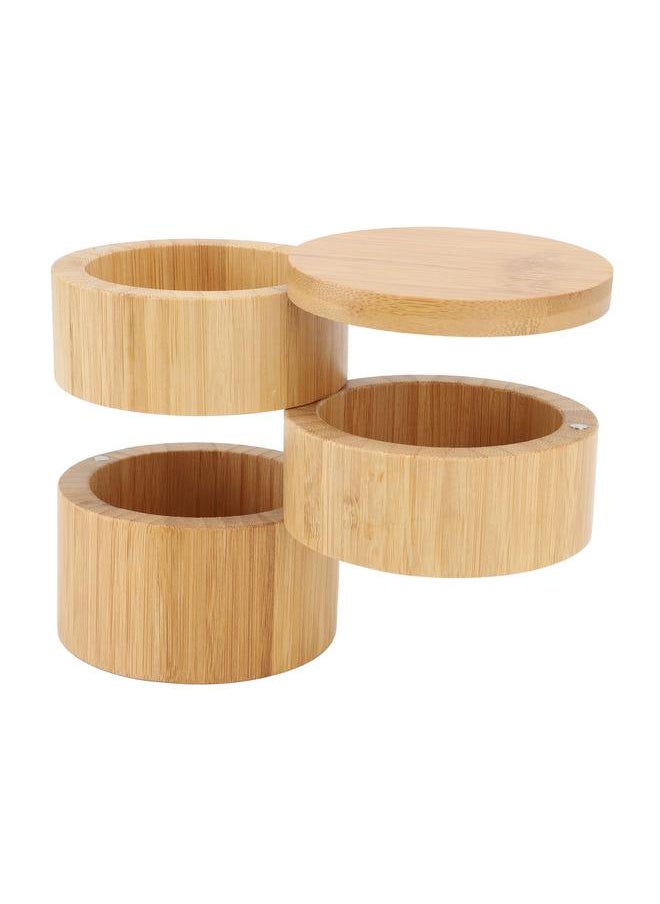 Thoraya Home 3 Tier Bamboo Wood Container 3 Tier Seasoning Container Bamboo Wood Seasoning Organizer  - Image 4