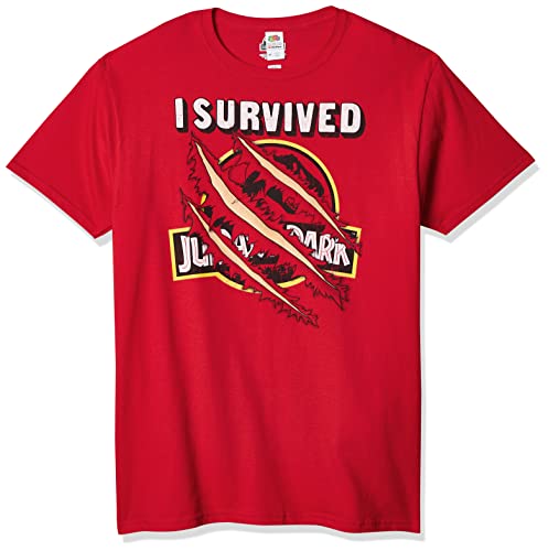 Jurassic Park Men's I Survived T-Shirt, Red, XX-Large - Image 1