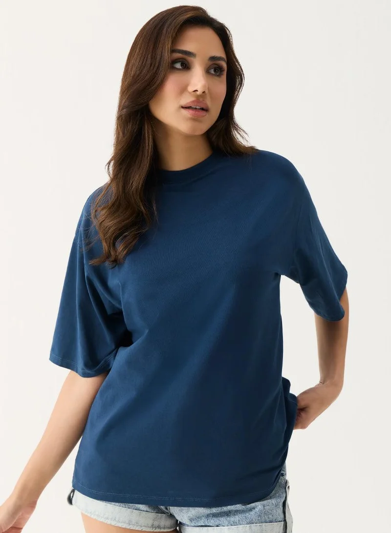 Zigzag Oversized Navy Blue T-shirt