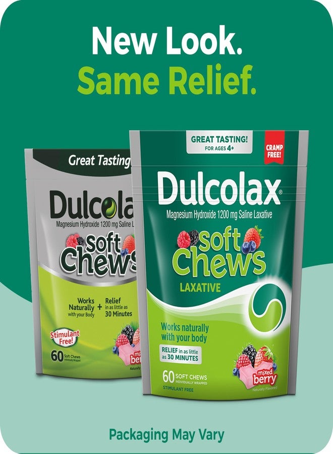 Dulcolax Saline Laxative Soft Chews, Gentle Constipation Relief, Mixed Berry Flavor, Magnesium Hydroxide 1200 mg, 60 Count - Image 2