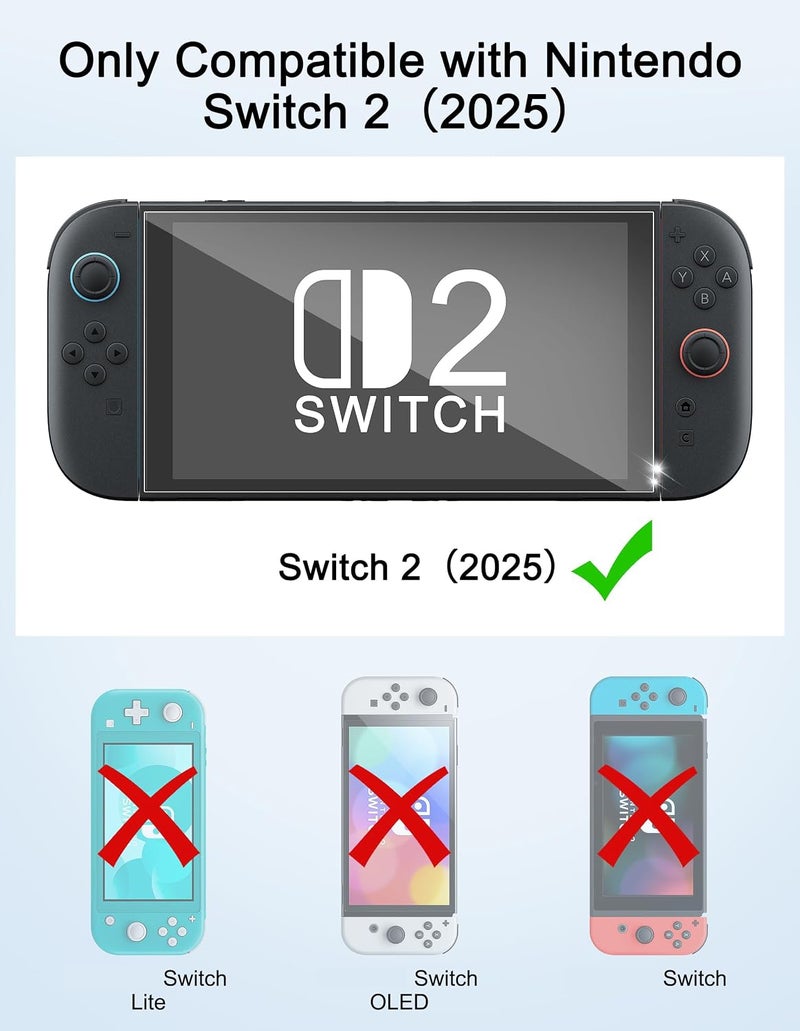 ELECDON 2 عبوة واقي شاشة زجاجي مقسى لـ Switch 2 2025، صلابة 9H مقاوم للخدش تغطية كاملة مع مجموعة محاذاة تلقائي��، فيلم مضاد للوهج شفاف - Image 3