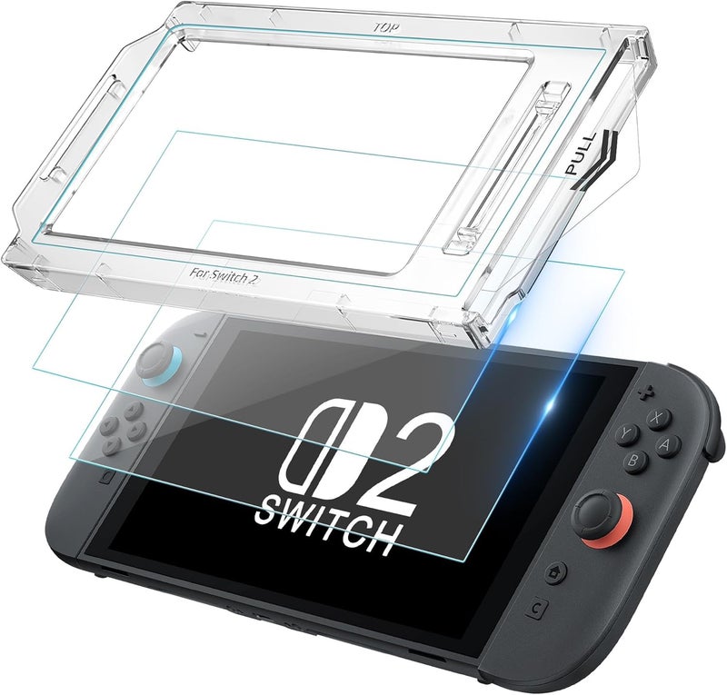 ELECDON 2 عبوة واقي شاشة زجاجي مقسى لـ Switch 2 2025، صلابة 9H مقاوم للخدش تغطية كاملة مع مجموعة محاذاة تلقائي��، فيلم مضاد للوهج شفاف - Image 1