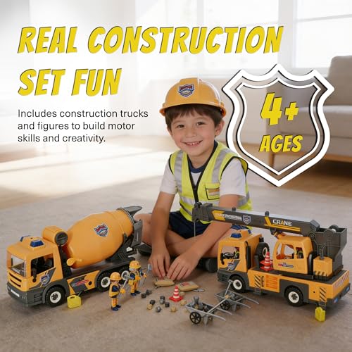 Tiny Force Toy Construction Truck Toys Cement Mixer Construction Trucks Toy Trucks for Kids Toddler Boy Toys Cool Toys for Boys - Image 5