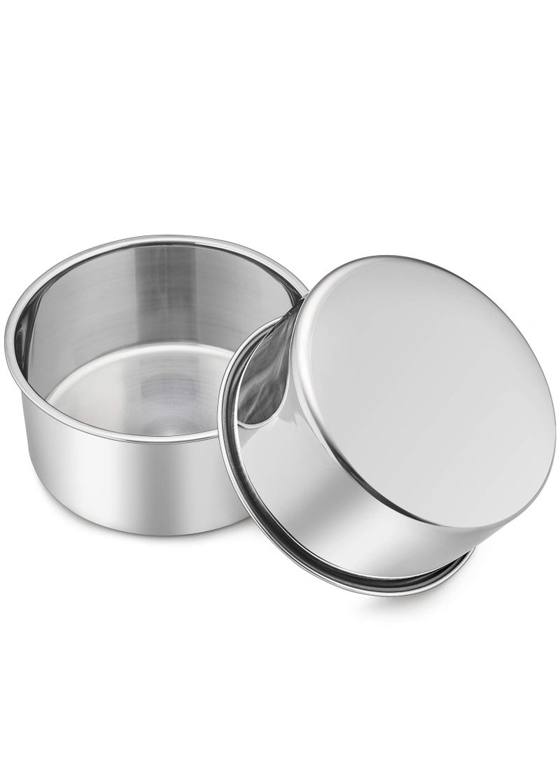 P&P CHEF PP CHEF Cake Pans Set Round Baking Pan Stainless Steel Layer Birthday Wedding Cake Oven Pans Non Toxic  Heavy Duty Deep Side  Mirror Finish Dishwasher Safe 6 Inch 2Pcs 