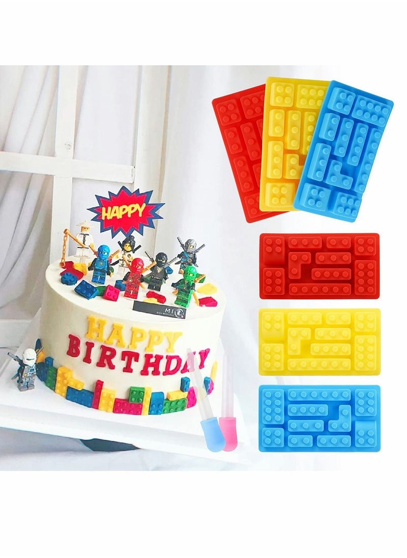 KASTWAVE - 3 Pcs Building block mould Ice Cube Tray Block Chocolate and Candy Molds Silicone, Non-Stick Robots Cars Brick Fondant Cake Pop Molds - Image 1