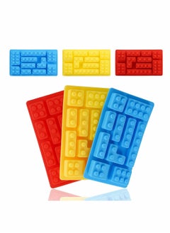 3 Pcs Building block mould Ice Cube Tray Block Chocolate and Candy Molds Silicone, Non-Stick Robots Cars Brick Fondant Cake Pop Molds