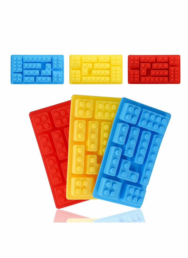 KASTWAVE - 3 Pcs Building block mould Ice Cube Tray Block Chocolate and Candy Molds Silicone, Non-Stick Robots Cars Brick Fondant Cake Pop Molds - Image 1