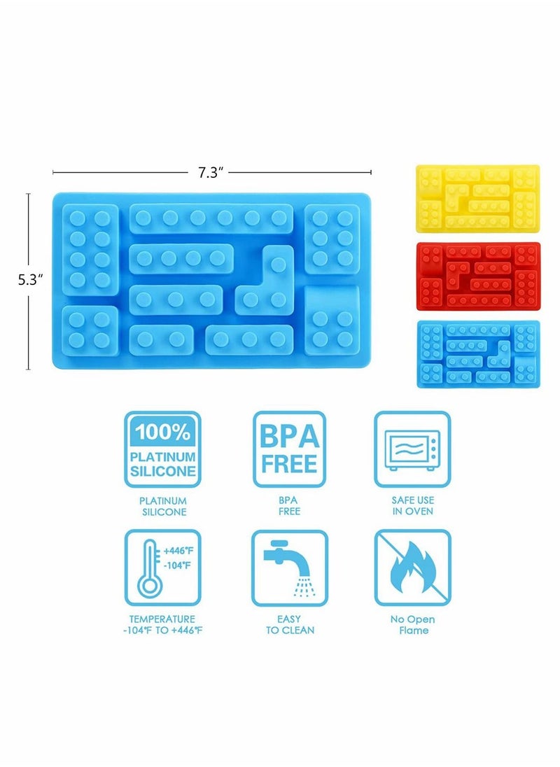KASTWAVE - 3 Pcs Building block mould Ice Cube Tray Block Chocolate and Candy Molds Silicone, Non-Stick Robots Cars Brick Fondant Cake Pop Molds - Image 1