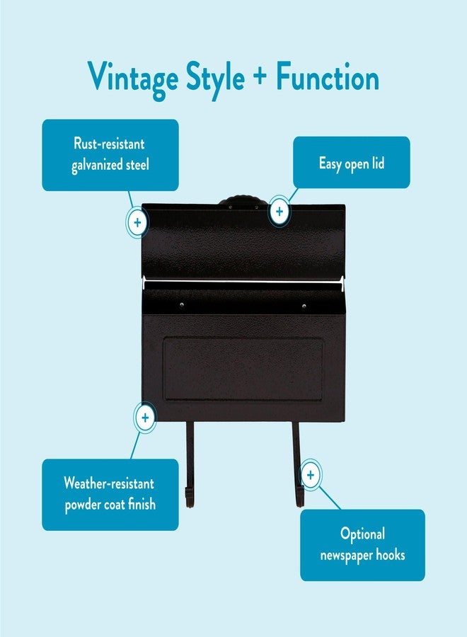 ARCHITECTURAL MAILBOXES صندوق بريد معماري من أمبوي، مصنوع من الفولاذ المجلفن، يُثبت على الحائط، أسود اللون - Image 4