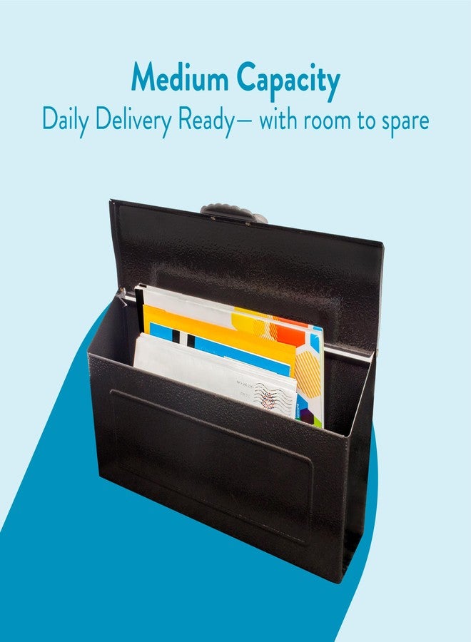 ARCHITECTURAL MAILBOXES صندوق بريد معماري من أمبوي، مصنوع من الفولاذ المجلفن، يُثبت على الحائط، أسود اللون - Image 3