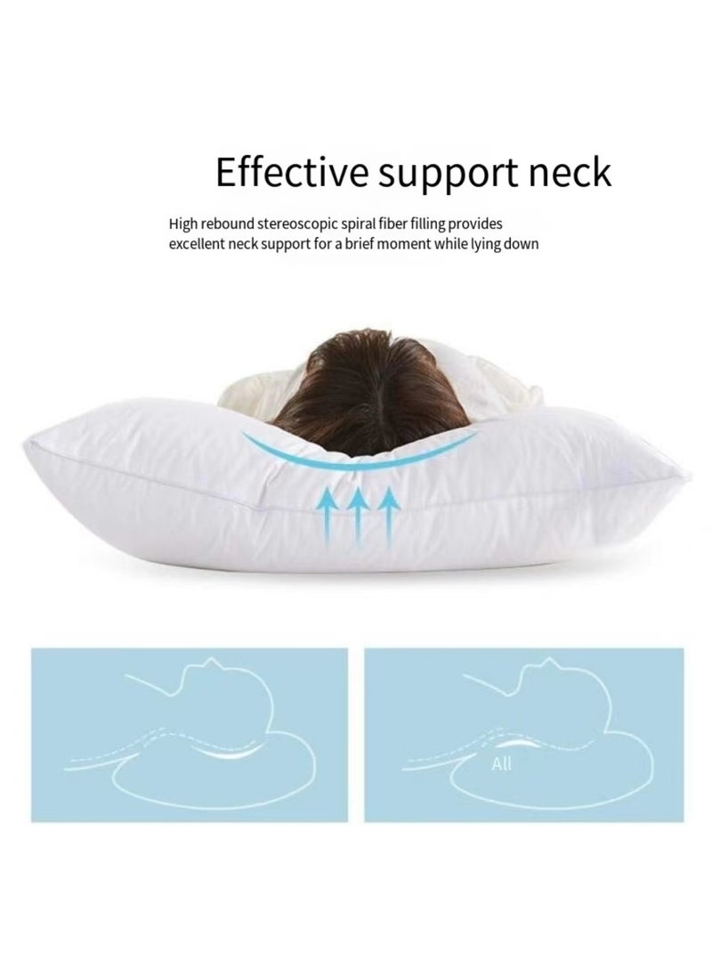 Pillow - Two piece hotel pillow set, capable of supporting the back, neck, and shoulders, soft and fluffy ultra-fine fiber white 75x50cm - Image 1