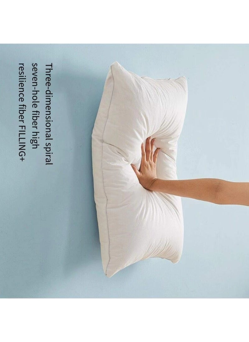Pillow - Two piece hotel pillow set, capable of supporting the back, neck, and shoulders, soft and fluffy ultra-fine fiber white 75x50cm - Image 1