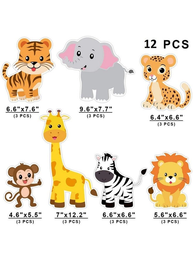 FESTIKO 12 Pcs Zoo Animals Cutouts Safari Jungle Theme Birthday Party Decoration Cut-Outs For Room Decoration Birthday Decoration,Party Decoration Supplies - Image 2