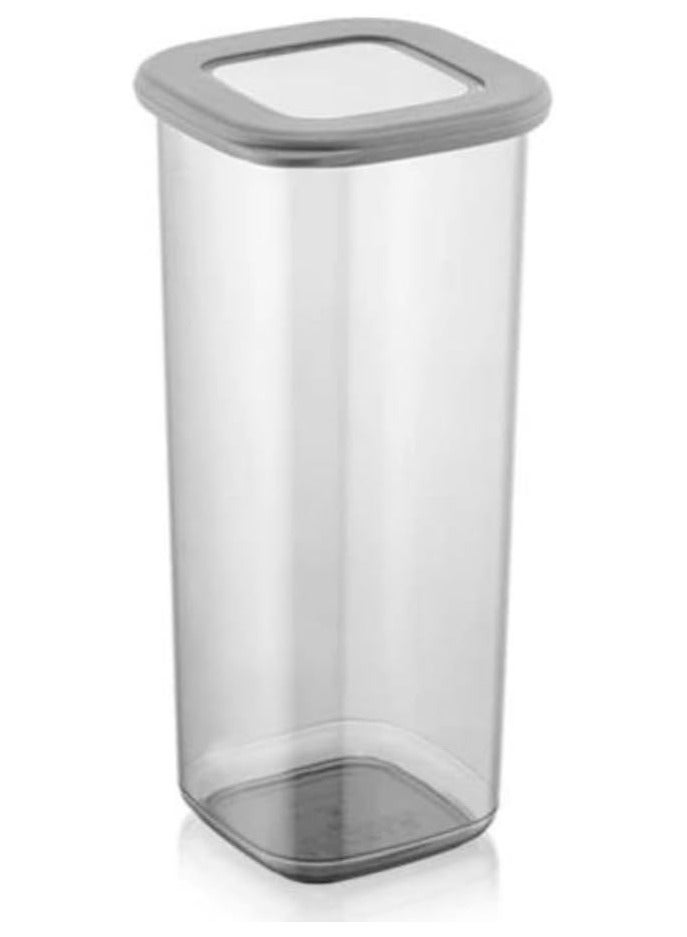 Titiz square storage box with silicon seel food container made of BPA free plastic with airtight lid to keep your food fresh transparent grey 1.7 liter