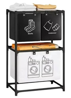 KITCHENOO Multi-Tier Laundry Organizer Multi-Use, 2-Tier Dirty Clothes Organizer, Durable Storage Rack with Baskets for Bathroom Essentials  - Image 1