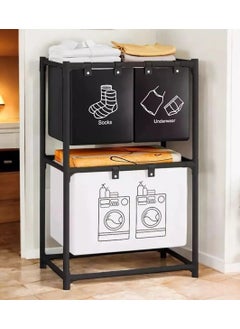 KITCHENOO Multi-Tier Laundry Organizer Multi-Use, 2-Tier Dirty Clothes Organizer, Durable Storage Rack with Baskets for Bathroom Essentials  - Image 5