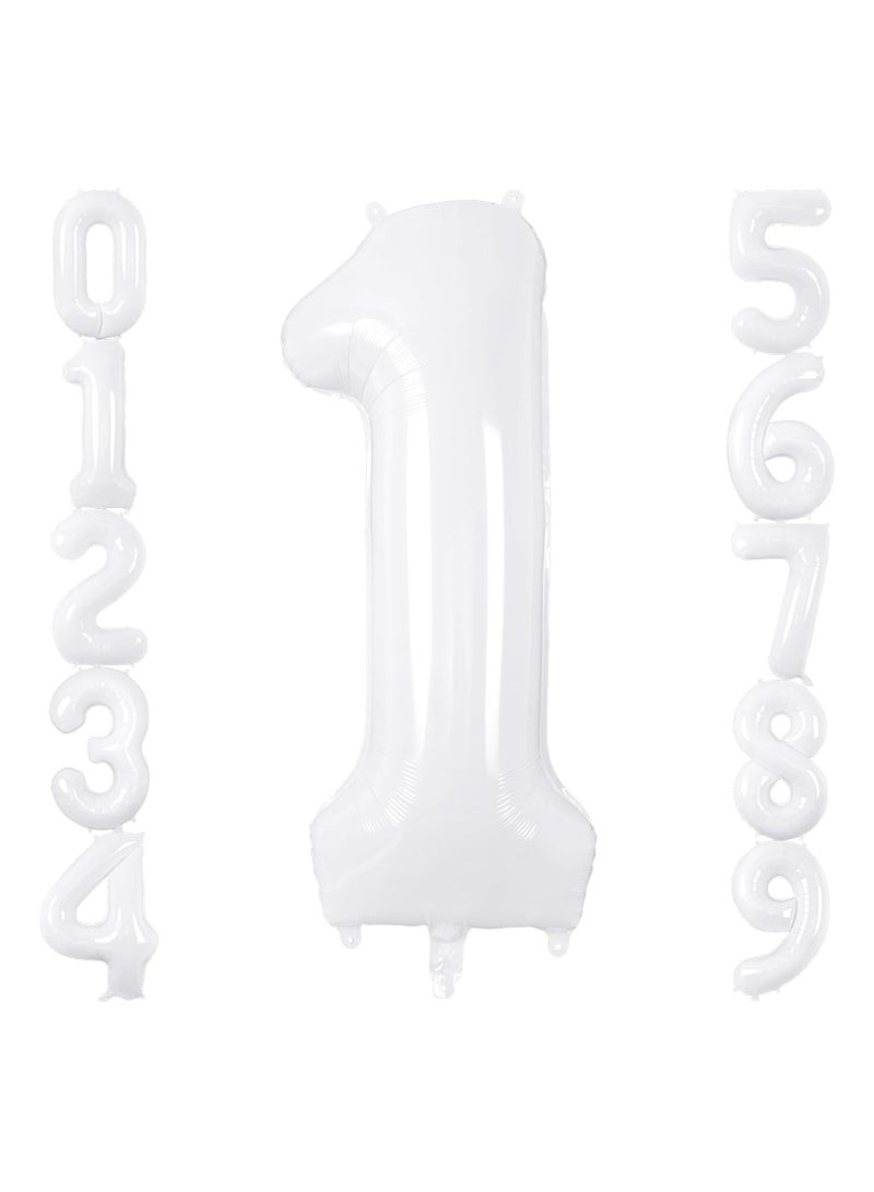 ThePartyPopper White Number Balloons 40 Inch Helium Number 1 Balloon for Birthday Party Anniversary Decoration  - Image 1