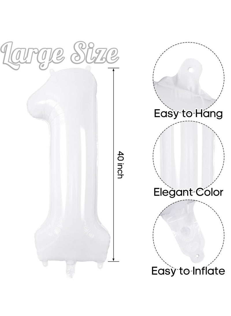 ThePartyPopper White Number Balloons 40 Inch Helium Number 1 Balloon for Birthday Party Anniversary Decoration  - Image 2