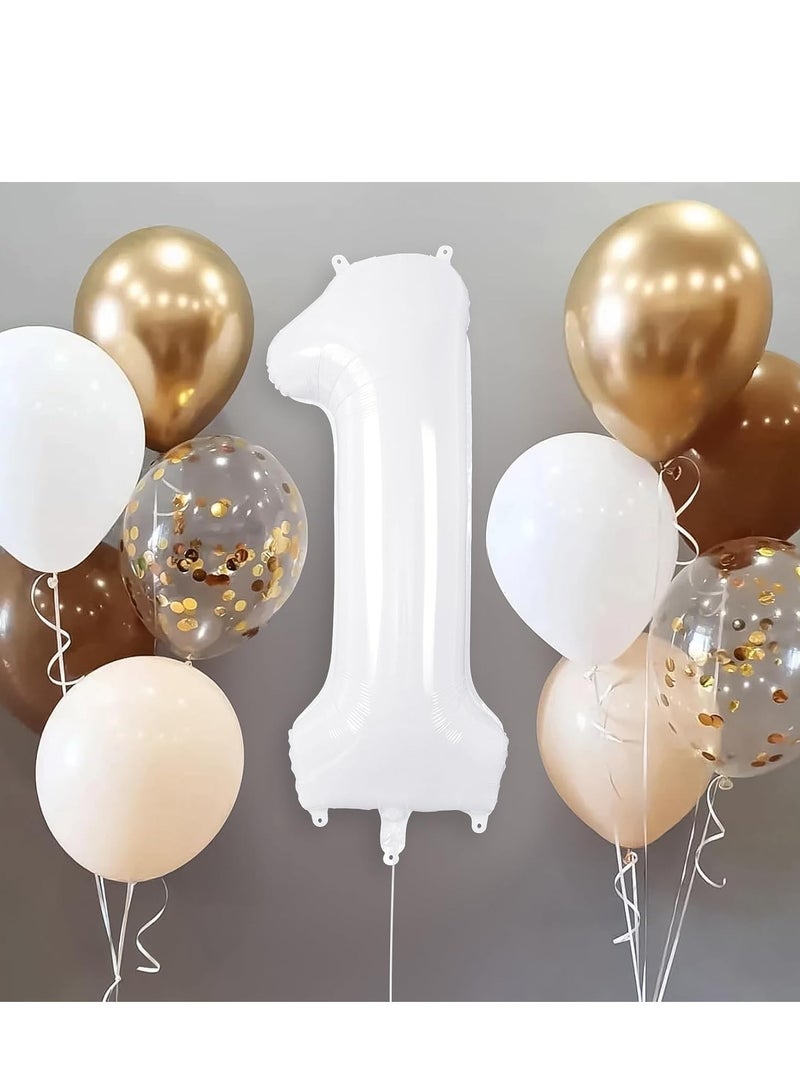 ThePartyPopper White Number Balloons 40 Inch Helium Number 1 Balloon for Birthday Party Anniversary Decoration  - Image 4