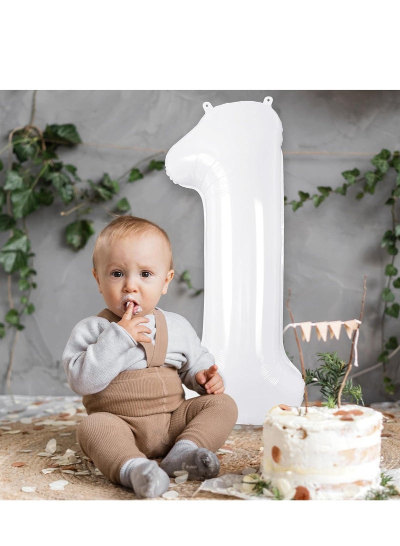 ThePartyPopper White Number Balloons 40 Inch Helium Number 1 Balloon for Birthday Party Anniversary Decoration  - Image 5