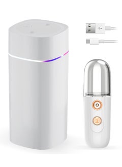 Small Humidifier Portable Mini Mister Double Moisture Compact Overnight Operation for Small Rooms 2 Mist Settings USB Charge Super Quiet Humidifier