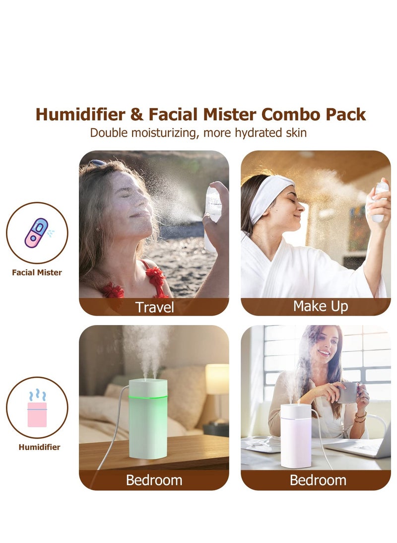 SYOSI - Small Humidifier Portable Mini Mister Double Moisture Compact Overnight Operation for Small Rooms 2 Mist Settings USB Charge Super Quiet Humidifier - Image 1