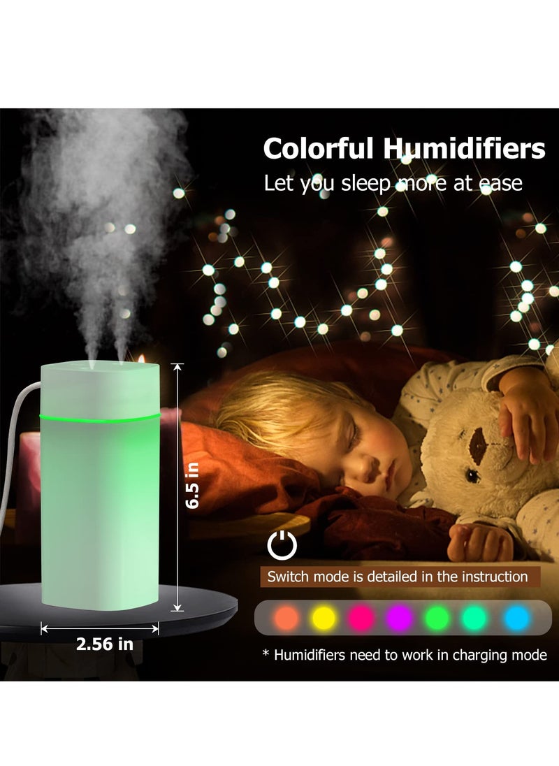 SYOSI - Small Humidifier Portable Mini Mister Double Moisture Compact Overnight Operation for Small Rooms 2 Mist Settings USB Charge Super Quiet Humidifier - Image 1