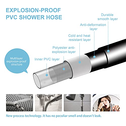 OFFO Ultra-Flex Shower Hose, 138 in Premium RV PVC Handheld Shower Head Hose Flex Hoses Extension with Brass Insert and Nut for Bathing Pet Bathing, Matte Black - Image 5