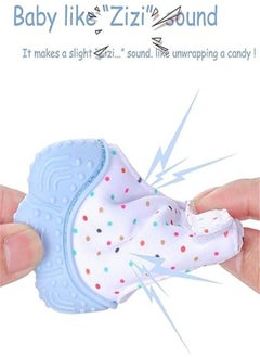 Goolsky Goolsky Baby Teething Mitten for Babies Self Soothing Pain Relief Teething Toys Glove for Teething Babies Toddlers Infants Unisex Natural Organic BPA Free 3 Months (Blue)  - Image 2