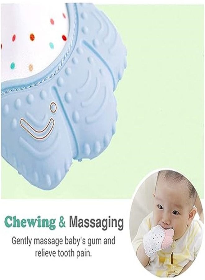 Goolsky Goolsky Baby Teething Mitten for Babies Self Soothing Pain Relief Teething Toys Glove for Teething Babies Toddlers Infants Unisex Natural Organic BPA Free 3 Months (Blue)  - Image 4