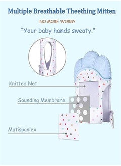 Goolsky Goolsky Baby Teething Mitten for Babies Self Soothing Pain Relief Teething Toys Glove for Teething Babies Toddlers Infants Unisex Natural Organic BPA Free 3 Months (Blue)  - Image 3