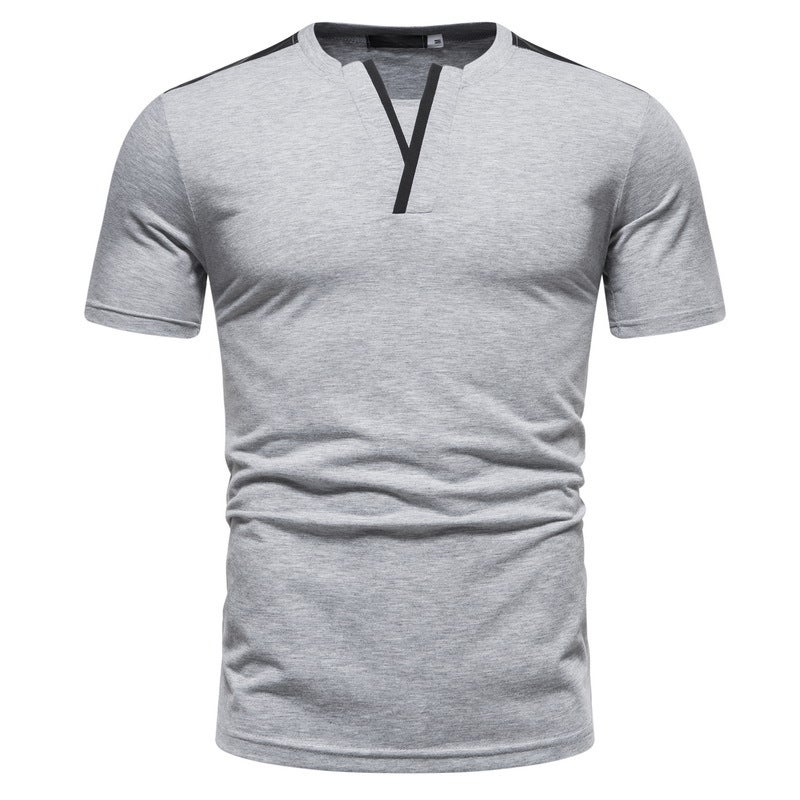 Muscle Slim Summer New Casual Fashion Top Foreign Trade Stitching Collar Letter Y Design Short Sleeve T-Shirt for Men - Image 5
