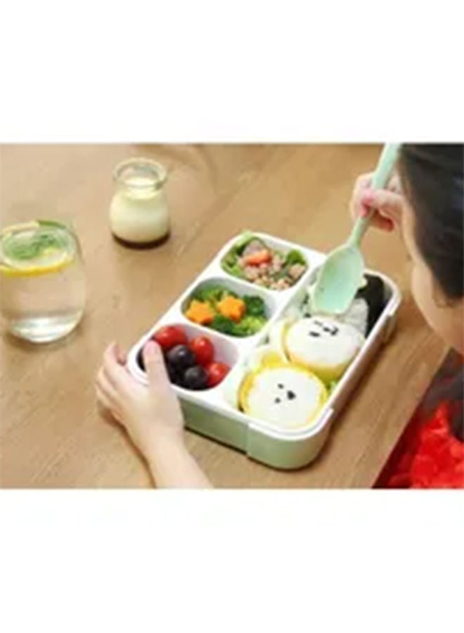 4-Compartment Large Lunchbox with Spoon Green 35x20x15cm - Image 3