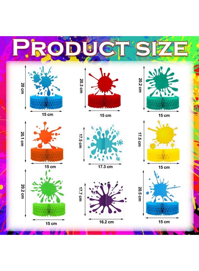 Epakh 9 Pcs Paint Splatter Honeycomb Centerpieces Colorful Art Slime Decoration 3D Painting Table Toppers for Art Paint Birthday Party Table Decorations - Image 2