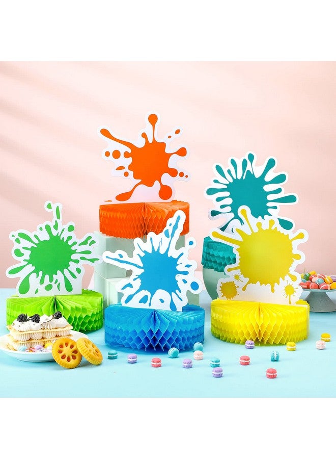 Epakh 9 Pcs Paint Splatter Honeycomb Centerpieces Colorful Art Slime Decoration 3D Painting Table Toppers for Art Paint Birthday Party Table Decorations - Image 4