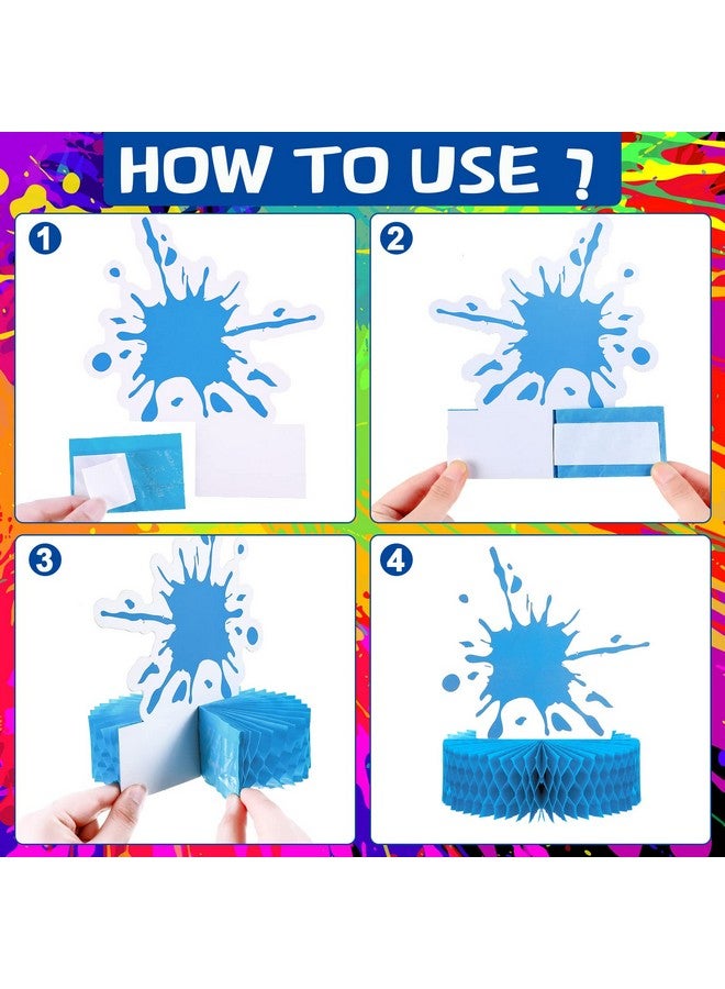 Epakh 9 Pcs Paint Splatter Honeycomb Centerpieces Colorful Art Slime Decoration 3D Painting Table Toppers for Art Paint Birthday Party Table Decorations - Image 3