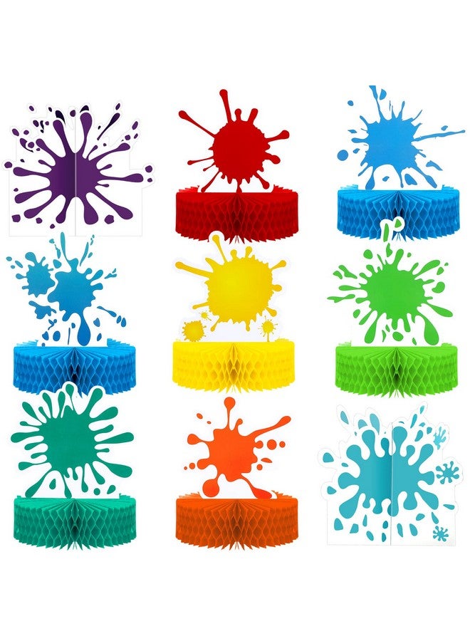 Epakh 9 Pcs Paint Splatter Honeycomb Centerpieces Colorful Art Slime Decoration 3D Painting Table Toppers for Art Paint Birthday Party Table Decorations - Image 1