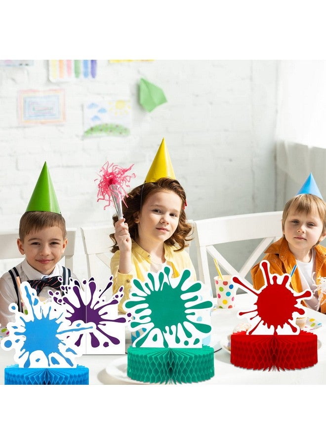Epakh 9 Pcs Paint Splatter Honeycomb Centerpieces Colorful Art Slime Decoration 3D Painting Table Toppers for Art Paint Birthday Party Table Decorations - Image 5