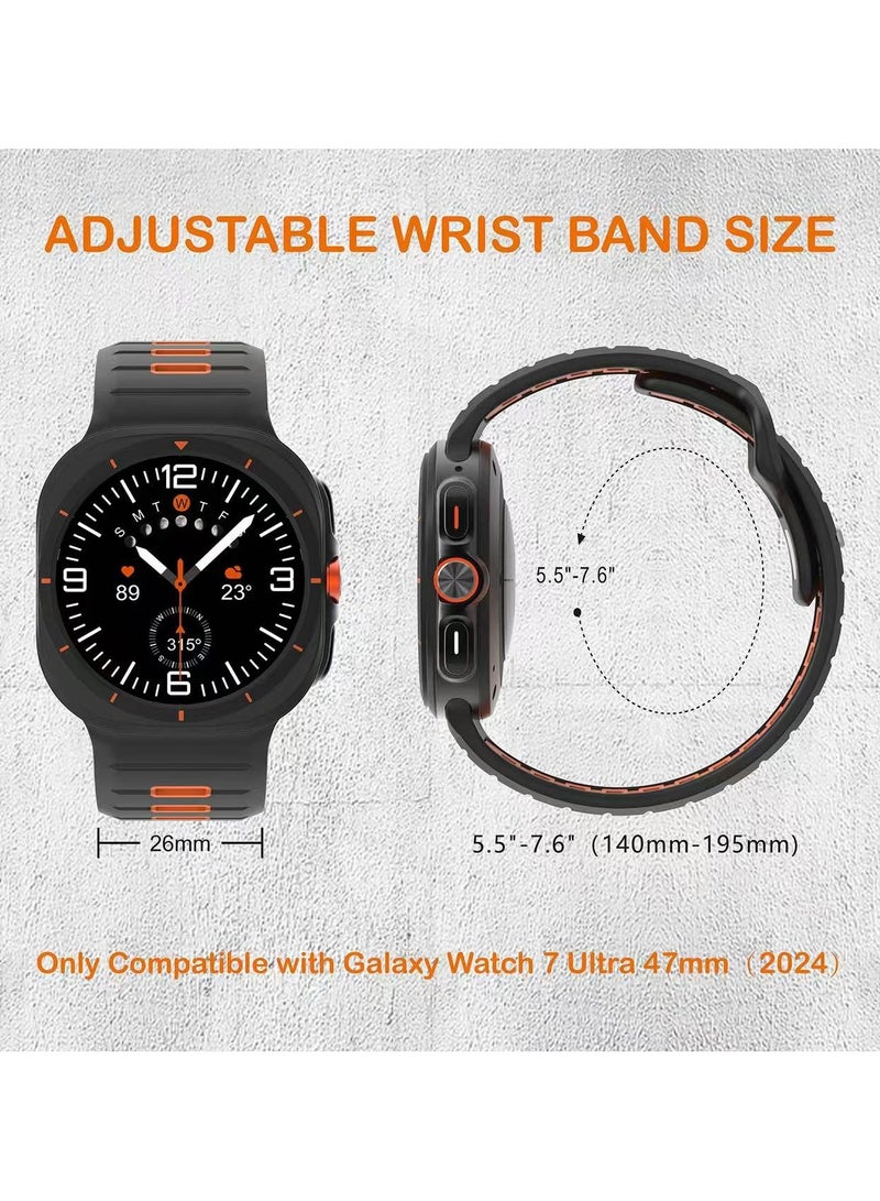 DKNG Compatible with Samsung Galaxy Watch Ultra watches with a two-tone breathable waterproof sports silicone strap 47mm Black/Fluorescent Green  - Image 3