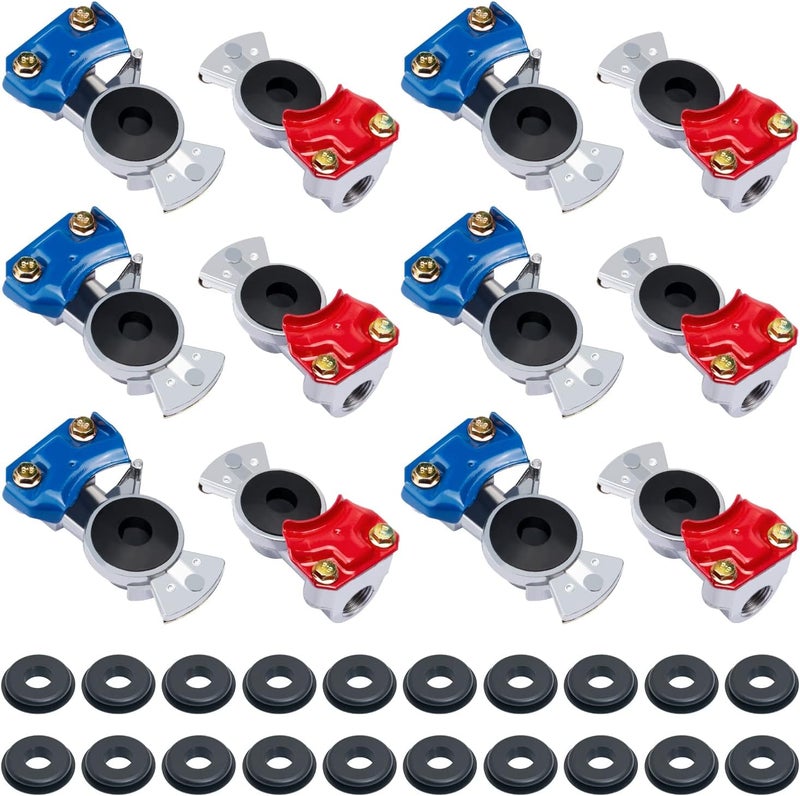 CheeMuii Universal Glad Hands Set with 20pcs Seals - Aluminum Emergency Gladhand Air Hose Brake Coupling for Trucks and RVs - Image 1