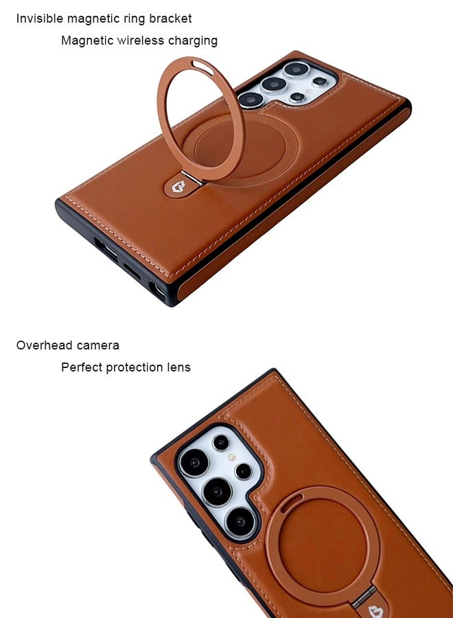 dida-cosmos Samsung Phone Case, MagSafe Compatible, Magnetic Leather Back Shockproof Cover with Strong Magnets, Ultra-Slim Full Protection Phone Case - Image 4