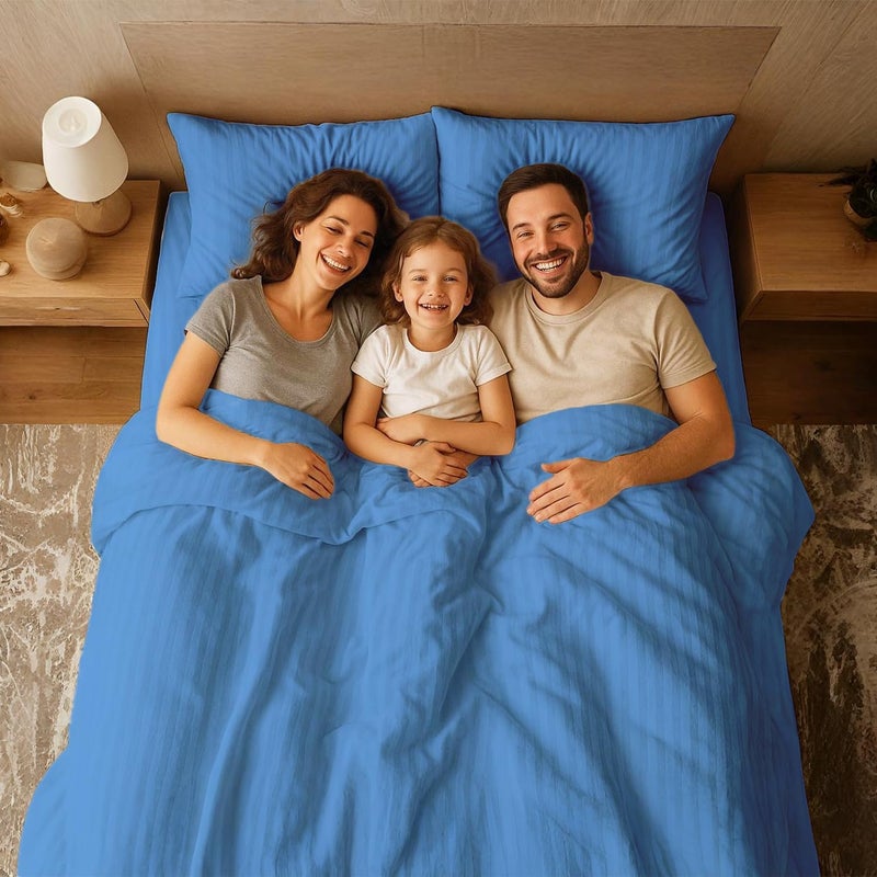 MOONCEE 6Pcs Bed Sheet King Size Set With Duvet Cover 220x240 Microfiber Bed Sheets Bedding Set Includes 1 Fitted Sheet, 1 Quilt Cover & 4 Pillows Cases (6Pcs Duvet Cover Set- King, Blue) - Image 4