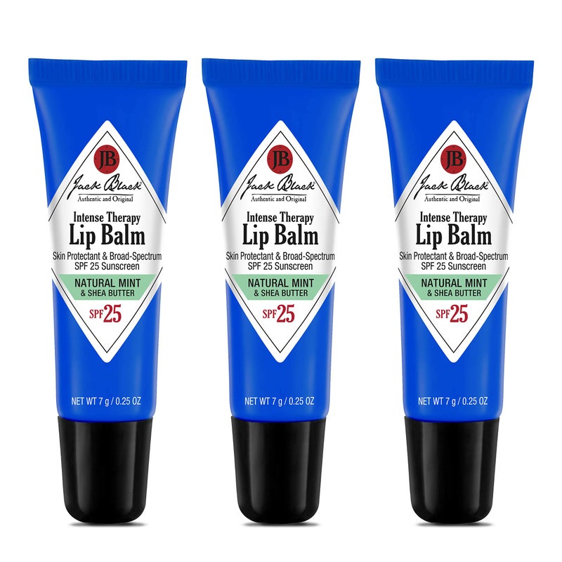 Jack Black Intense Therapy Lip Balm, 0.25-Oz., Pack of 3 â€“ Natural Mint & Shea Butter, SPF 25 Sun Protection, Lip Moisturizer, Hydrating Lip Balm with SPF, Long Lasting Treatment - Image 1