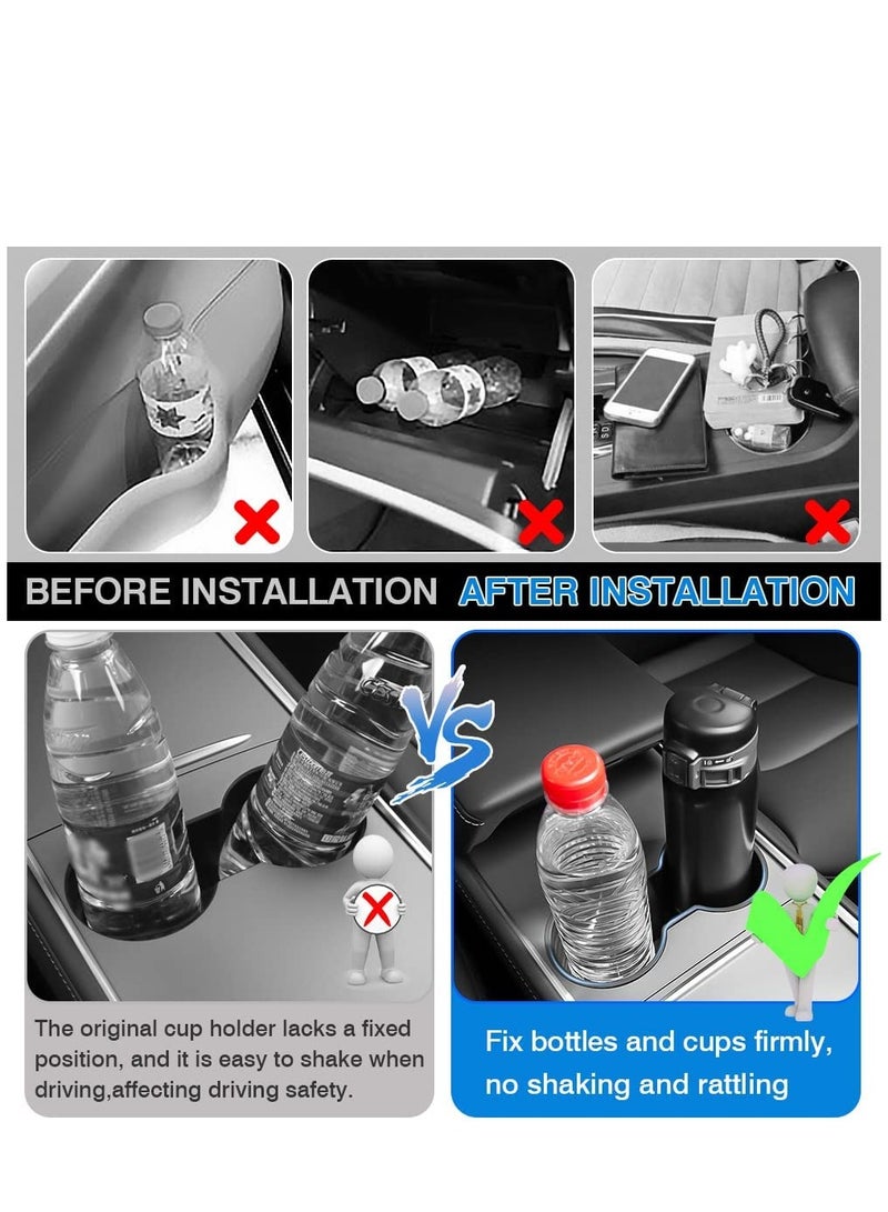 SOLARAE Center Console Cup Holder Insert Compatible with Tesla Model 3 / Y Accessories Only Fit New Console - Image 3