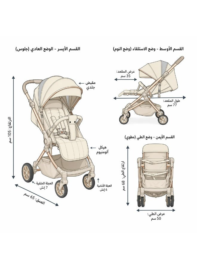 NIVORRA Premium Reversible Handle Stroller with Dynamic One-Hand Fold and 5-Point Safety Harness – Lightweight Compact Travel System with Large Underseat Basket  - 9.5 KG - Image 2