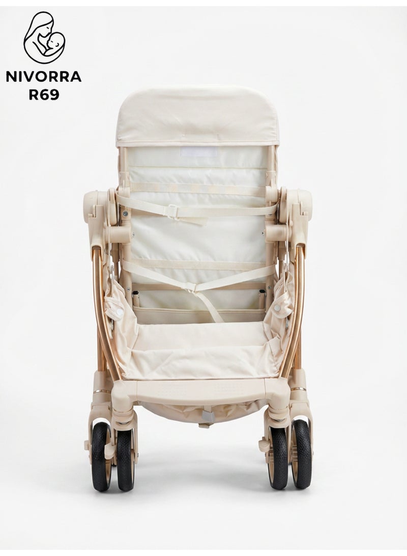 NIVORRA Premium Reversible Handle Stroller with Dynamic One-Hand Fold and 5-Point Safety Harness – Lightweight Compact Travel System with Large Underseat Basket  - 9.5 KG - Image 4