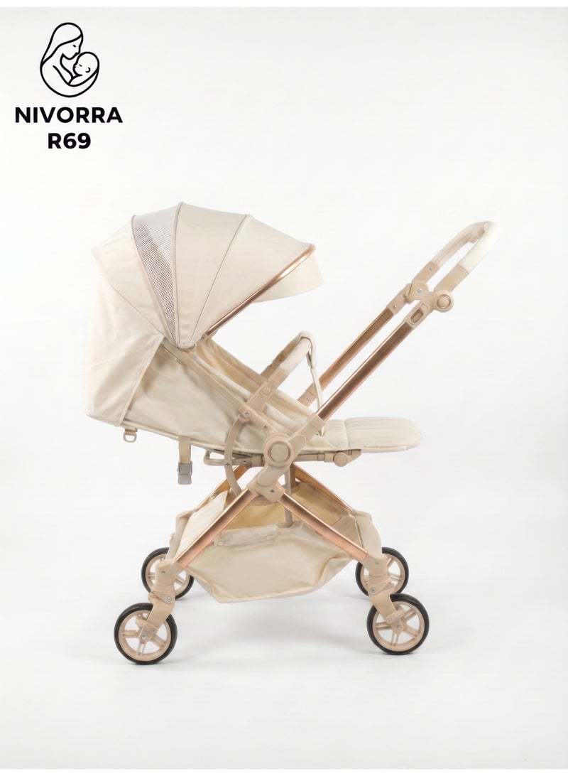 NIVORRA Premium Reversible Handle Stroller with Dynamic One-Hand Fold and 5-Point Safety Harness – Lightweight Compact Travel System with Large Underseat Basket  - 9.5 KG - Image 5