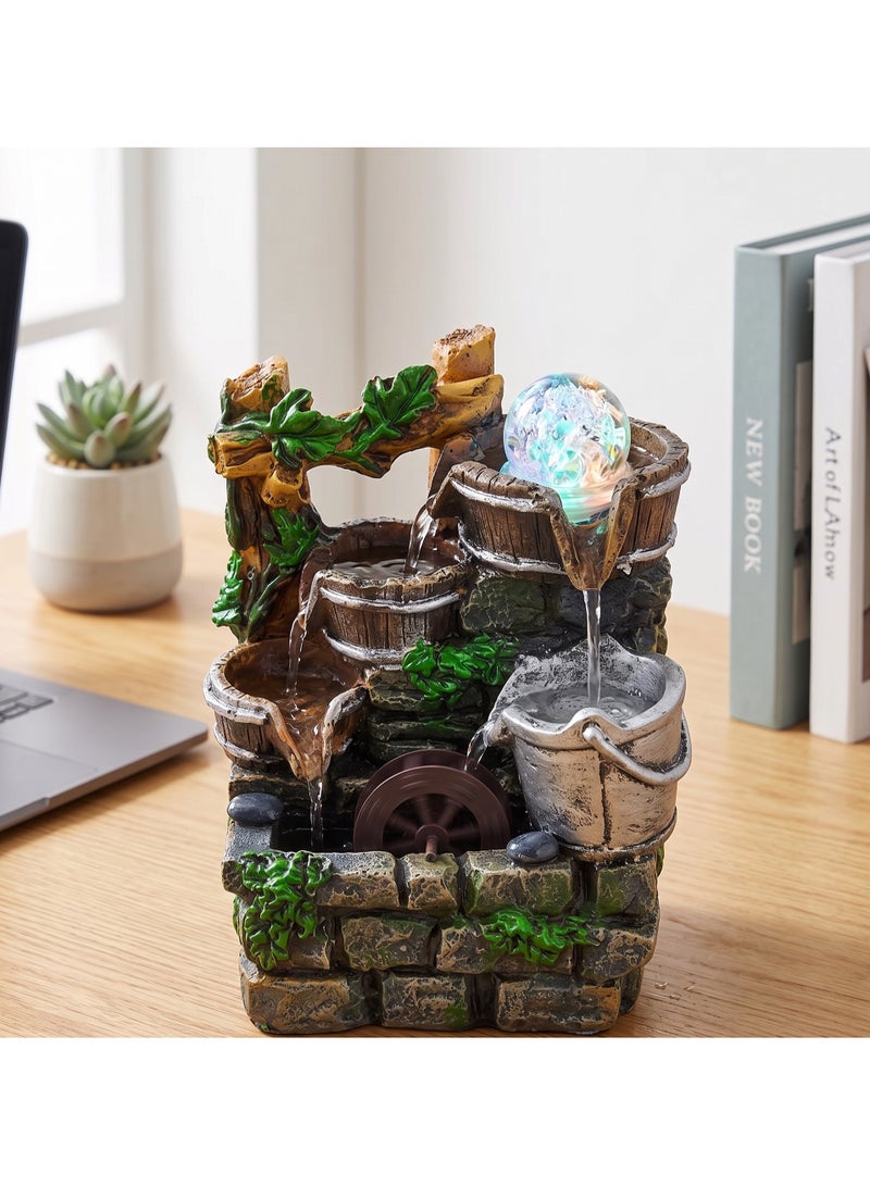 Living Water Fountains – Indoor Tabletop Water Fountain with LED Colored Lights, Portable Waterfall Fountain for Modern Home Decor - Image 1