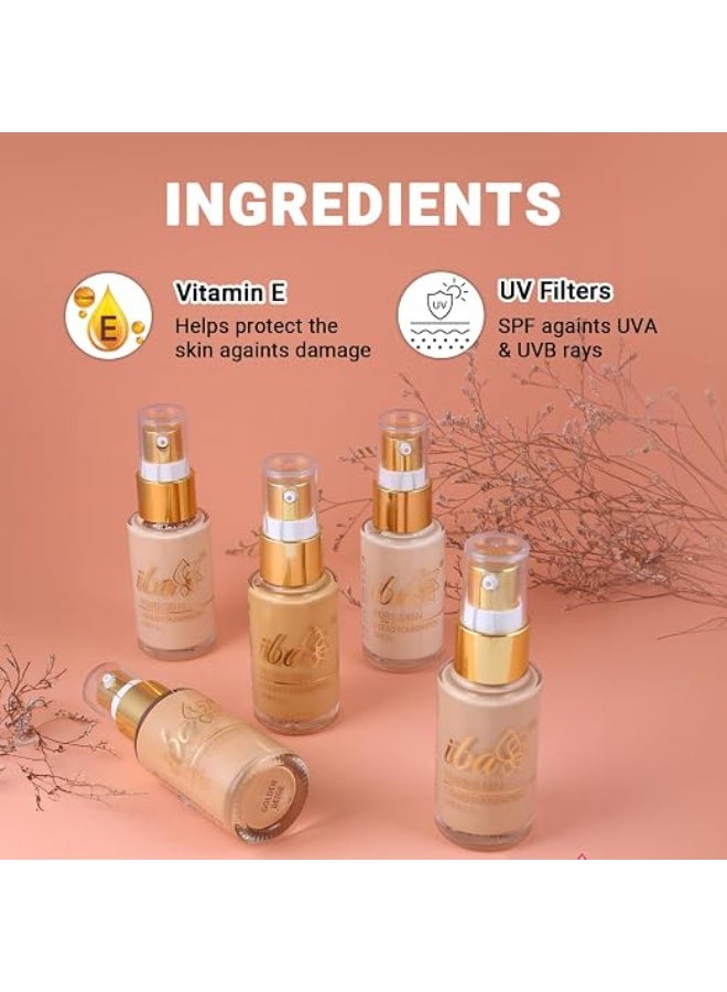Iba Pure Skin Liquid Foundation - Sun Beige, 30ml | Full Coverage | Long Lasting | Lightweight | Oil Free Dewy Finish | SPF 15 | Halal Certified & Vegan Makeup - Image 5